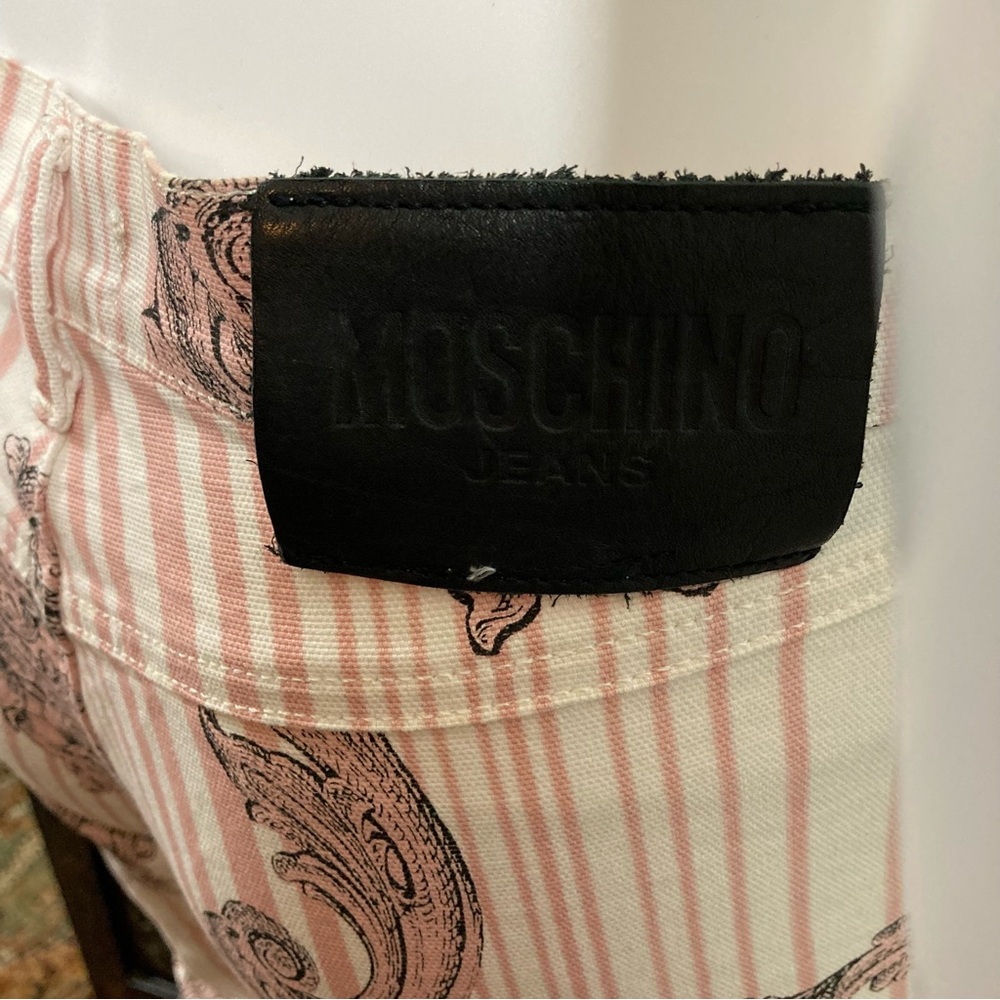Moschino Jeans Pink Striped Boot Cut Printed Pants - Picture 7 of 12